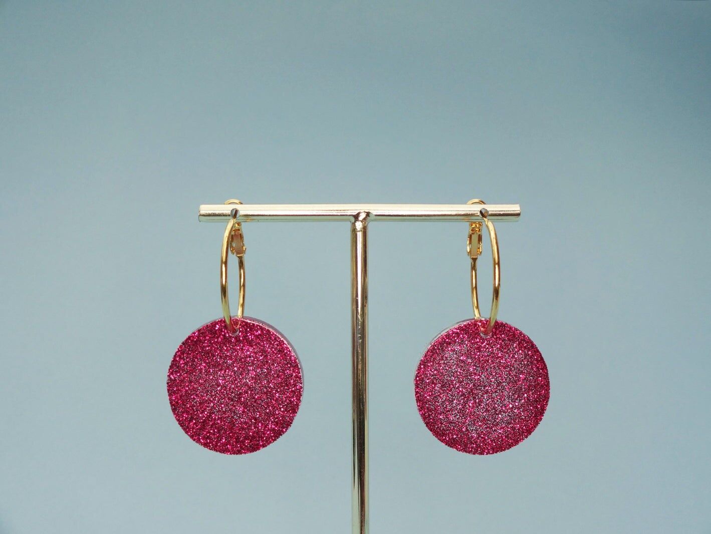 Orecchini a cerchio tondi • Rosa fucsia