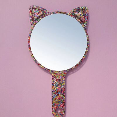 Cat Mirror • Rainbow Confetti