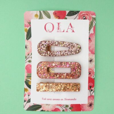 Trio grandes barrettes • Rose Ginger