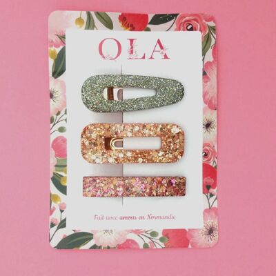 Trio large barrettes • Copper khaki