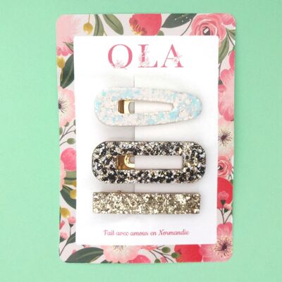 Trio large barrettes • Gold Gatsby