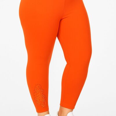 Plus size orange leggings with embroidery and sequins (B133&ORANGE)