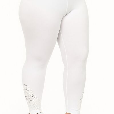 Plus size white leggings with embroidery and sequins (B133&BLANC)