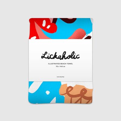 Illustrated Beach Towel - Lickaholic (70x140cm)