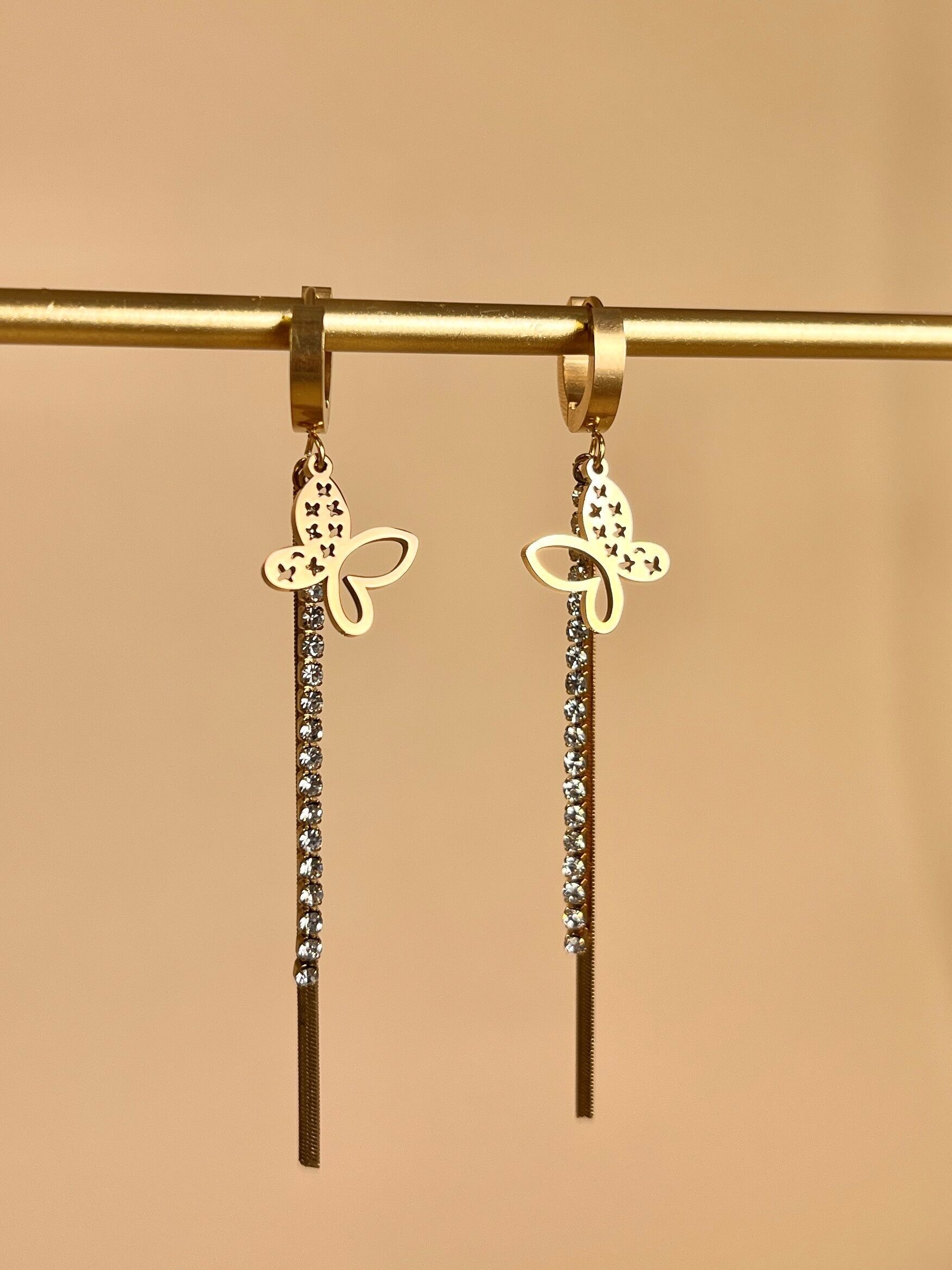 Stainless steel butterfly dangle earring