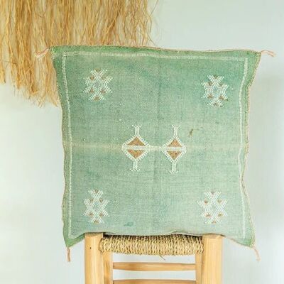 🌿 Moroccan Cactus Silk Pillow Cover – Handwoven Artisan Décor