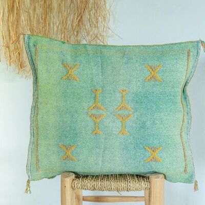 🌿 Moroccan Cactus Silk Pillow Cover – Handwoven Artisan Décor