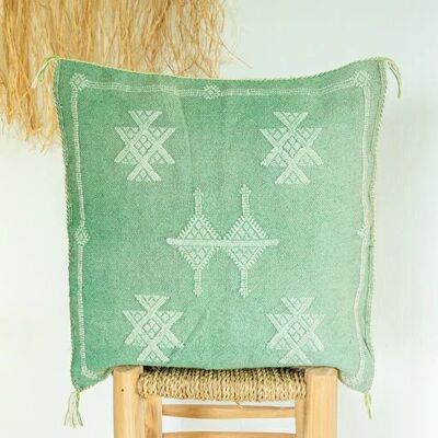 🌿 Moroccan Cactus Silk Pillow Cover – Handwoven Artisan Décor