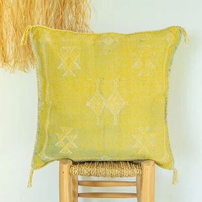 🌿 Moroccan Cactus Silk Pillow Cover – Handwoven Artisan Décor