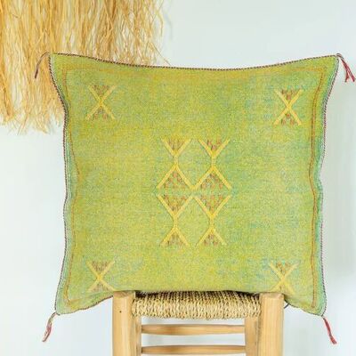 🌿 Moroccan Cactus Silk Pillow Cover – Handwoven Artisan Décor