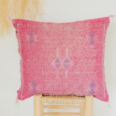 🌿 Moroccan Cactus Silk Pillow Cover – Handwoven Artisan Décor