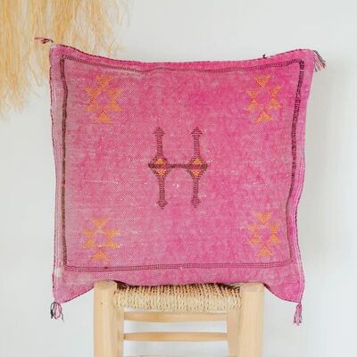 🌿 Moroccan Cactus Silk Pillow Cover – Handwoven Artisan Décor