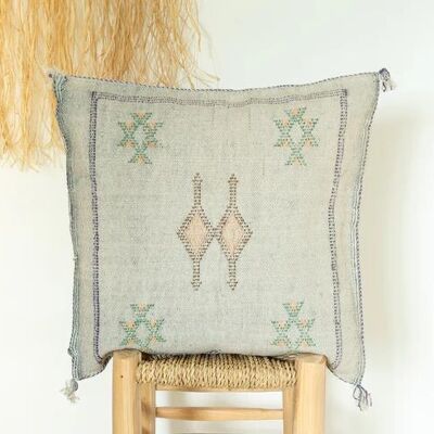 🌿 Federa per cuscino in seta con cactus marocchino – Decorazione artigianale tessuta a mano