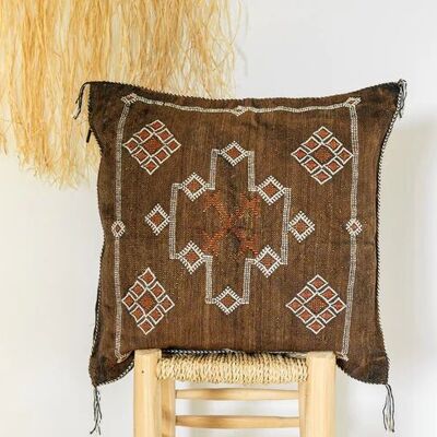 🌿 Moroccan Cactus Silk Pillow Cover – Handwoven Artisan Décor