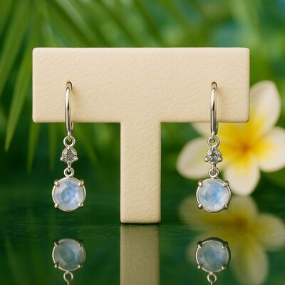 Diamond in Moonstone Earrings