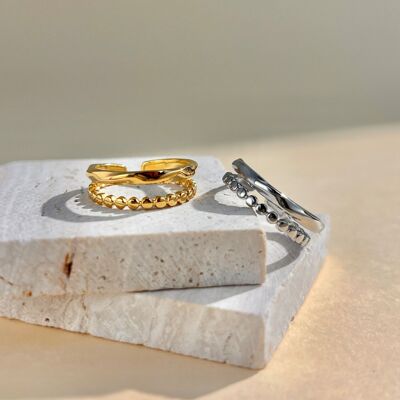 Adjustable double row stainless steel ring