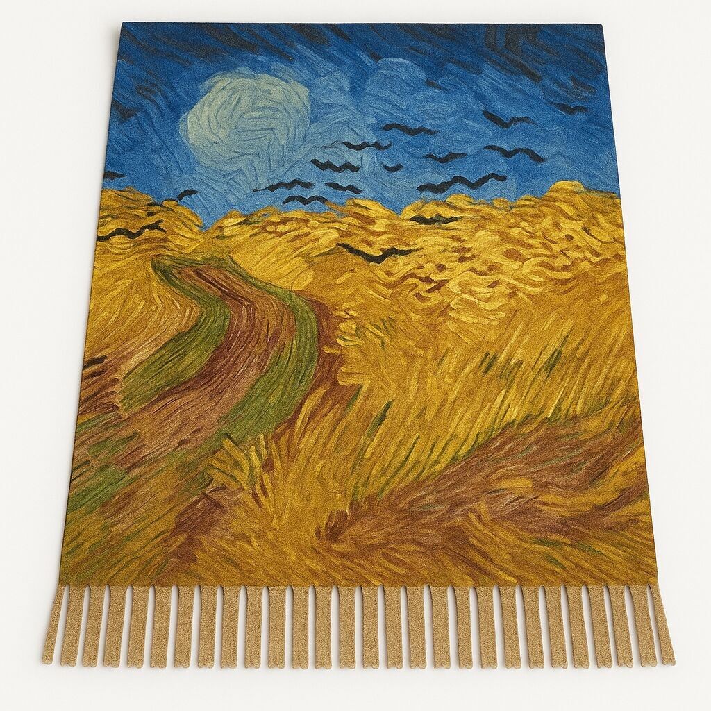 Étole En Soie Van Gogh Thème Parme - 180x90 Cm, Neuve (Sans Étiquette)