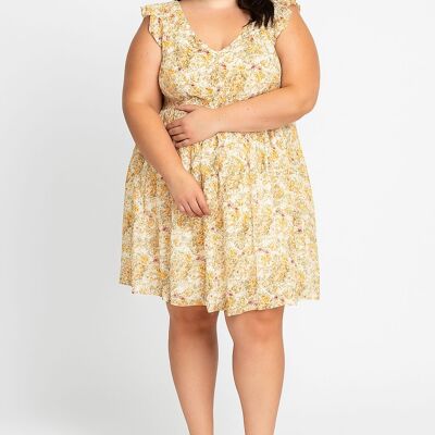 Robe imprimé fleurie jaune grande taille (C6359&JAUNE)
