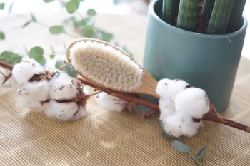 Brosse à cheveux bébé en bambou et poils de chèvre 2