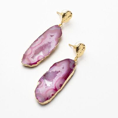Orecchini in geode fucsia