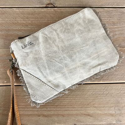 Boho Clutch (vintage light canvas) zero waste NEW