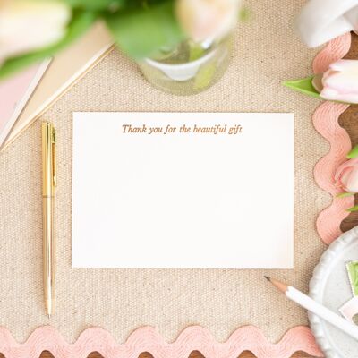 Letterpress Thank You For The Beautiful Gift A6 Notelet