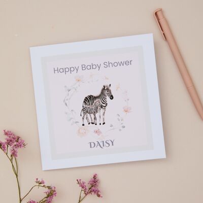 Biglietto d'auguri personalizzato per baby shower – Zebra & Baby