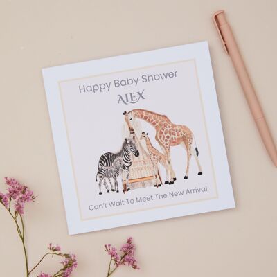 Biglietto di congratulazioni ispirato al baby shower safari