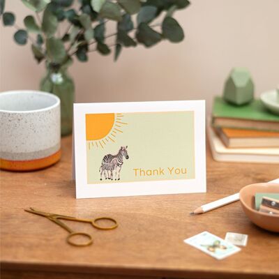 Zebra - Blank Thank You Greeting Card
