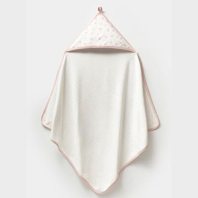 Toalla con capucha para bebé niña con estampado floral – 90 x 90 cm, algodón suave