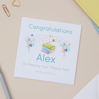 Tarjeta de felicitación por el examen teórico