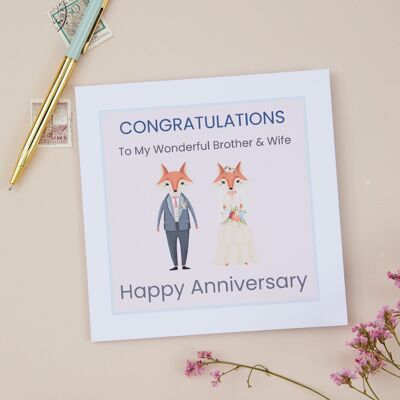 Tarjeta de aniversario de bodas para hermano y esposa