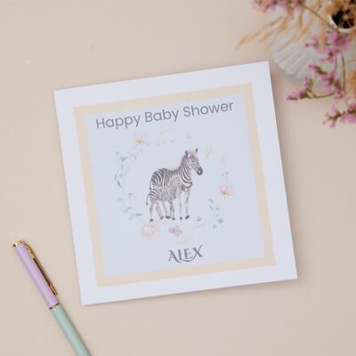Personalisierte Glückwunschkarte zur Babyparty – Zebra-Design