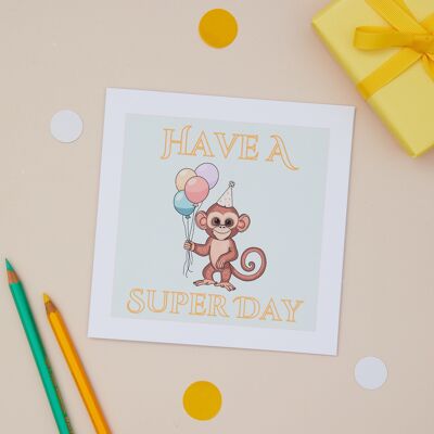 Children's Birthday Celebration Greeting Card - Cute Monkey