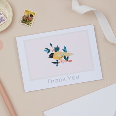 Bird Watercolour - Blank Thank You Greeting Card