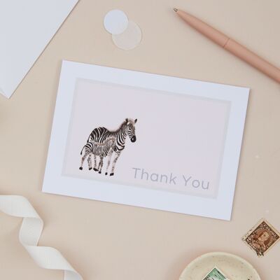 Zebra - Blank Thank You Greeting Card