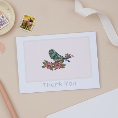 Watercolour Bird - Blank Thank You Greeting Card