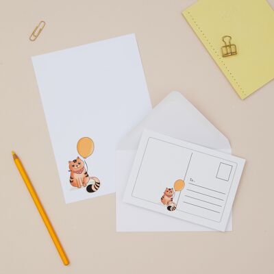 Cat A5 Children's Letter Writing Set With Postcards And Envelopes