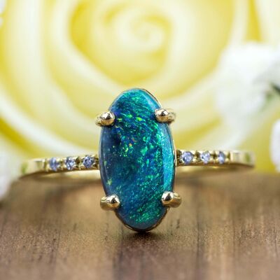 Anello Aurora Boreale in opale nero