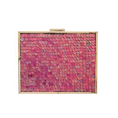 Fuchsia Scales Square Clutch