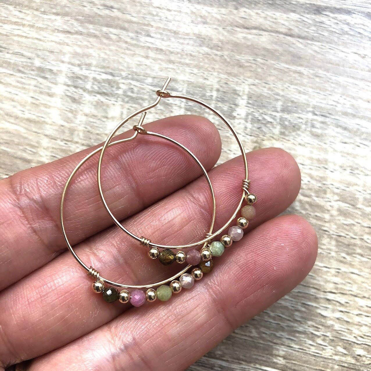 Selma Gold Plated Tourmaline Hoop Earrings