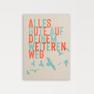 Postcard / All the best for your future / Mint + Fluo Orange