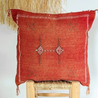 🌿 Moroccan Cactus Silk Pillow Cover – Handwoven Artisan Décor