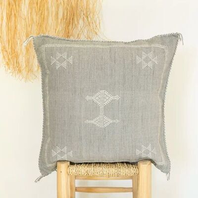 🌿 Moroccan Cactus Silk Pillow Cover – Handwoven Artisan Décor
