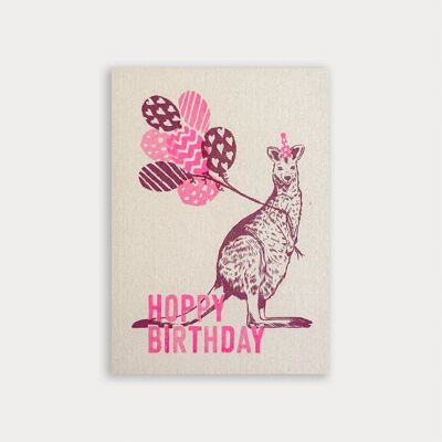 Postal / Canguro / ¡Feliz cumpleaños! / Risografía
