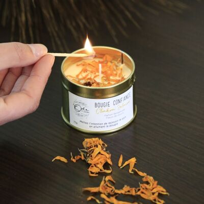 Bougie Chakra Solaire - Confiance en soi - parfum Bergamote. Bougie soin énergétique. Bougie bien-être. Bougie fleurie. Bougie végétale