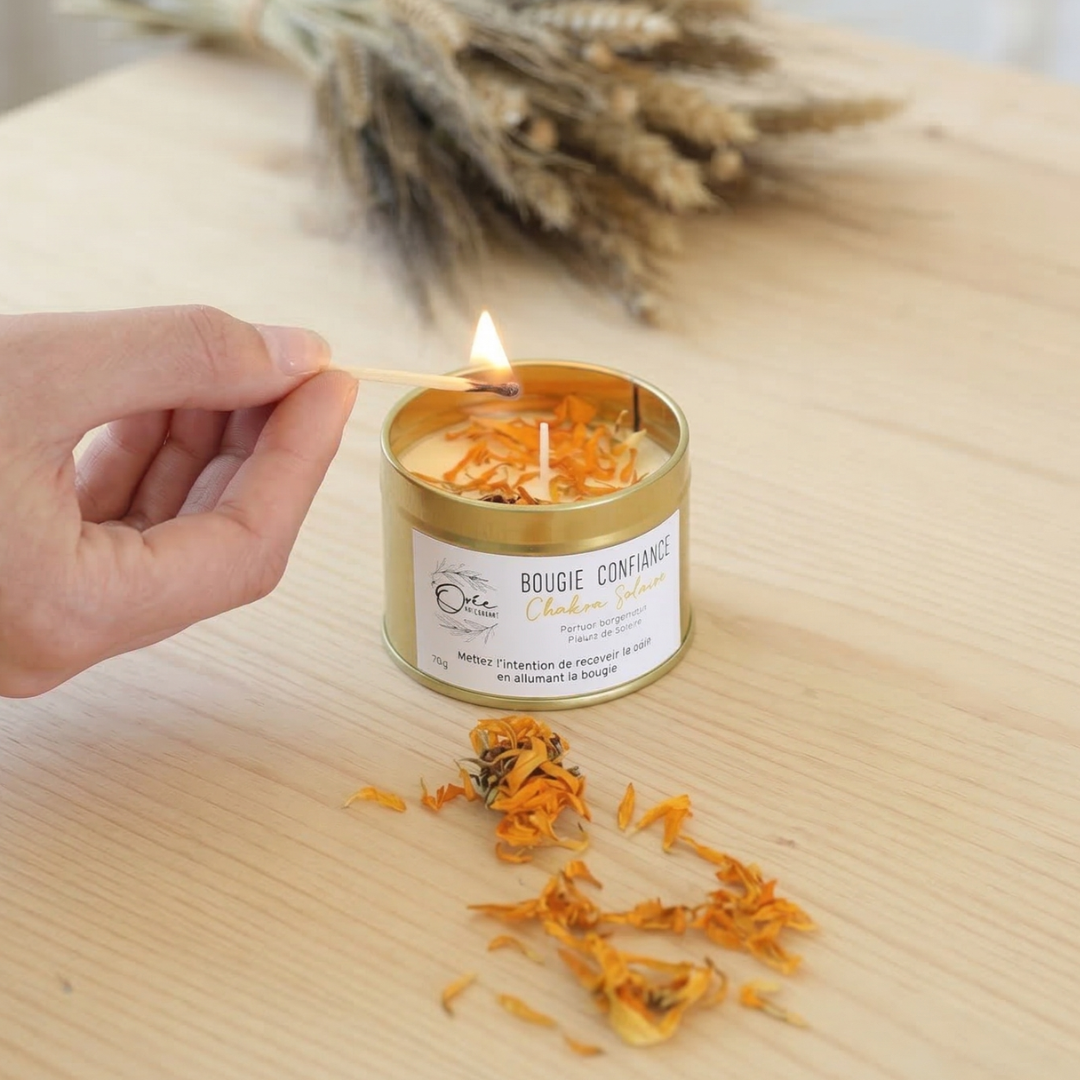 Solar Chakra Candle - Self-Confidence - Bergamot fragrance. Energy healing candle. Well-being candle. Flower candle.Vegetable candle