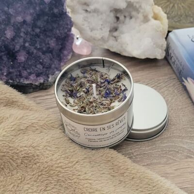 Believe in Your Dreams Candle - freesia, heliotrope, sandalwood fragrance. Energy healing candle. Well-being candle. Flower candle.Vegetable candle