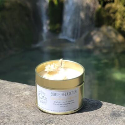Vela de relajación profunda - Fragancia Island Monoi, vainilla y coco. Vela curativa energética. Vela de bienestar. Vela de flor.Vela vegetal