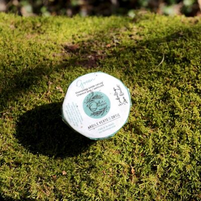 Green Natural Solid Shampoo - Green Clay & Nettle Powder - oily hair, dandruff, itching. 100% Natural. Package seeded with flowers to plant.Dry shampoo